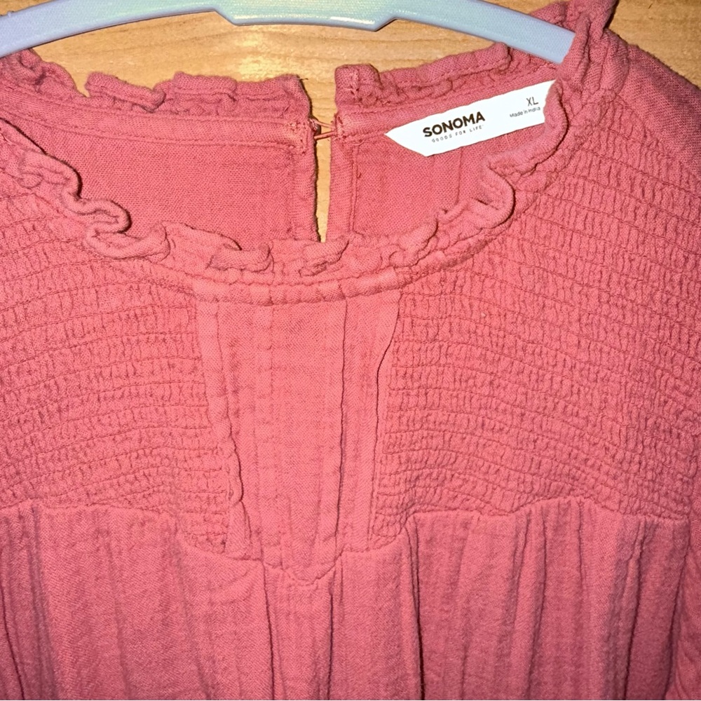 Sonoma Pink Pleated Long Sleeve Blouse - Picture 7 of 11